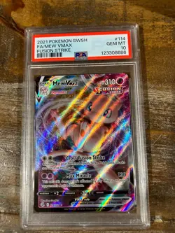 POKEMON 2021 Fusion Strike Full Art MEW Vmax #114 PSA 10 Gem Mint RARE - Image 1