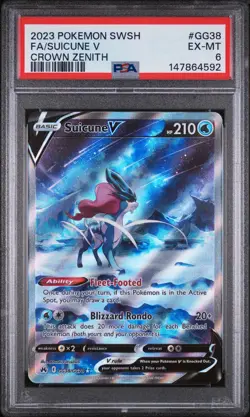 2023 POKEMON SWORD & SHIELD CROWN ZENITH #GG38 FULL ART/SUICUNE V PSA 6 - Image 1