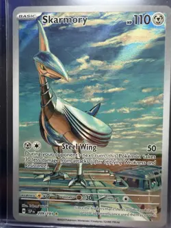 Pokemon Skarmory Sv08: Surging Sparks 209/191 Basic 110 HP Illustration Rare Ho… - Image 1