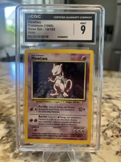1999 Pokemon Base Set Mewtwo Holo CGC 9 Mint WOTC Investment Grade Vintage Grail - Image 1