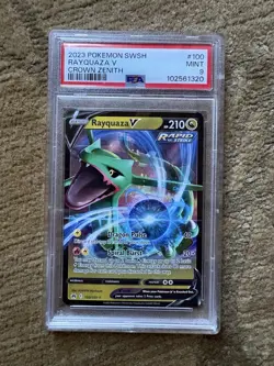 Pokemon SWSH Crown Zenith Rayquaza V 100/159 Near Mint PSA 9 Full Holo Rare 2023 - Image 1