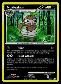 Pokemon Card - Nuzleaf Rising Rivals 75/111 Reverse Holo - Image 1