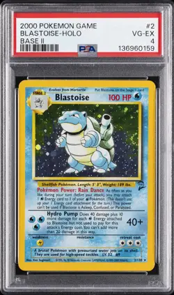 2000 POKEMON GAME BASE II #2 BLASTOISE-HOLO PSA 4 - Image 1