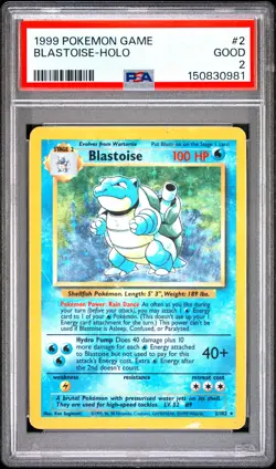 1999 POKEMON GAME #2 BLASTOISE-HOLO PSA 2 - Image 1