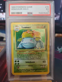 Pokemon TCG Venusaur Base Set Holo Unlimited Rare Card 15/102 PSA 5 New Cert! - Image 1