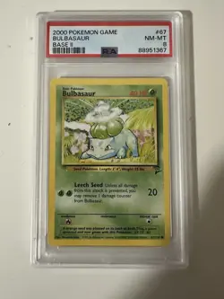 Pokemon TCG Base Set 2 Bulbasaur 67/130 Common PSA 8 NM-MT - Image 1
