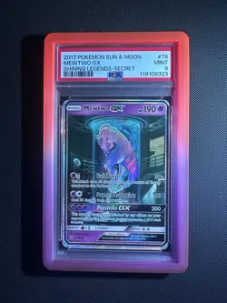 2017 Pokemon Sun Moon Shining Legends Mewtwo GX Secret Rare Card #78/73 PSA 9 - Image 1