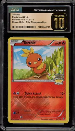 Pokemon Torchic City Championships Crosshatch Reverse Holo #12 CGC 10 Pristine - Image 1