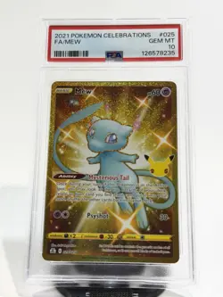 PSA 10 Gem Mint Pokemon 2021 Mew Full Art Celebrations Gold 25/25 Anniversary - Image 1