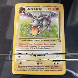 Pokemon TCG Aerodactyl Fossil Holo Rare 1/62 60 HP 1999-2000 English Damaged - Image 1