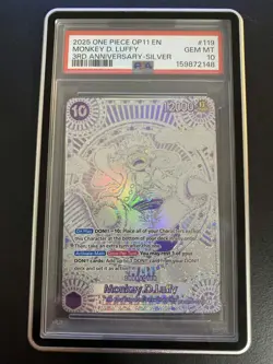 One Piece Op11 #119 Monkey D. Luffy 3rd Anniversary Silver SP PSA 10 - Image 1