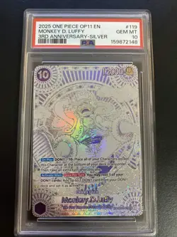 One Piece Op11 #119 Monkey D. Luffy 3rd Anniversary Silver SP PSA 10 - Image 2