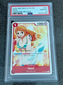 2022 One Piece ST01 ENG NAMI SUPER PRE RELEASE PSA 10 GEM MINT #007 STRAW HAT - Image 1