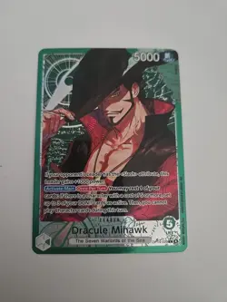 One Piece OP14 The Azure Sea’s Seven - Dracule Mihawk OP14-020 Leader Alt Art - Image 1