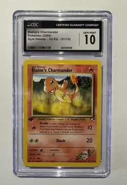 2000 Pokemon Gym Heroes 1st Edition Blaine's Charmander #61 CGC 10 GEM MINT - Image 1