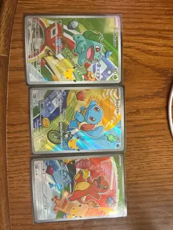 pokemon cards the bulbasaur, charmander, and squirtle first partner illustration - Image 1