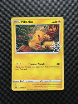 Pikachu SWSH153 (Holiday Calendar) Sword & Shield Snowflake Stamped Promo Card - Image 1