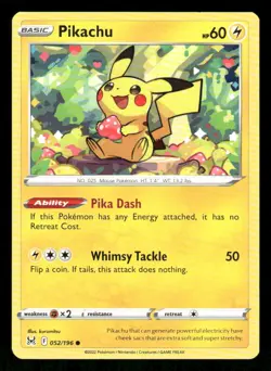 Pikachu 052/196 Common Lost Origin Pokemon NM/M - Image 1