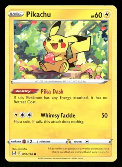 Pikachu 052/196 Common Lost Origin Pokemon NM/M - Image 1