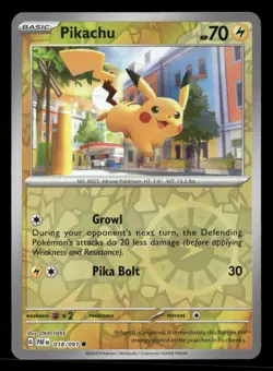 Pikachu 018/091 C Paldean Fates Reverse Holo NM/M Pokemon - Image 1
