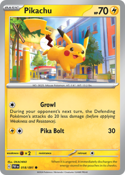 Pikachu 018/091 C Paldean Fates Reverse Holo NM/M Pokemon - Image 4