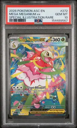2026 POKEMON ASCENDED HEROES SPECIAL ILLUSTRATION RARE MEGA MEGANIUM EX PSA 10 - Image 1