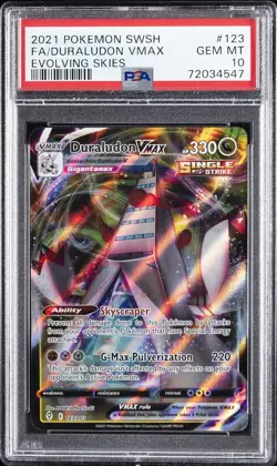 2021 POKEMON SWORD & SHIELD EVOLVING SKIES #123 FULL ART/DURALUDON VMAX PSA 10 - Image 1