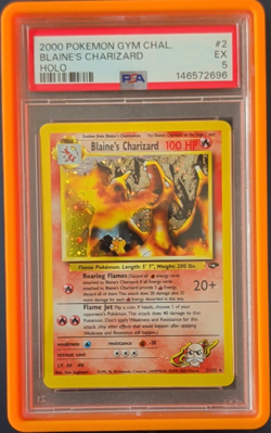 Pokemon TCG Gym Challenge Blaine's Charizard 2/132 Holo PSA 5 - Image 1