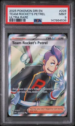 2025 POKEMON DRI EN-DESTINED RIVALS ULTRA RARE #226 TEAM ROCKET'S PETREL PSA 9 - Image 1