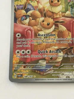 2024 Pokemon TCG English TWM EN Eevee 188/167 Full Art Holo AX92 - Image 4