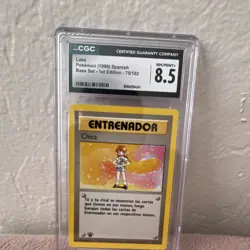 Pokemon TCG Lass Trainer Base Set 1st Edition Spanish CGC 8.5 1999 75/102 - Image 1