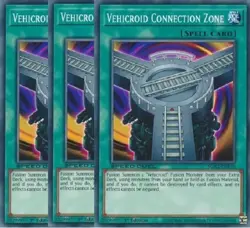 Yugioh - Vehicroid Connection Zone x 3 - 1st Edition NM - Free Hologaphic Card - Image 1