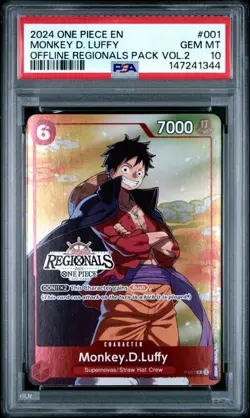 ONE PIECE MONKEY D. LUFFY 2024 OFFLINE REGIONALS PACK 2024 VOL.2 #001 PSA 10 - Image 1