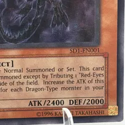 Red-Eyes Darkness Dragon SD1-EN001 1st Edition Ultra Rare Gold Lettering - Image 5