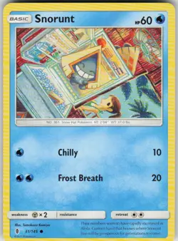Pokemon Snorunt Common SM - Guardians Rising 31/145 MP - Image 1