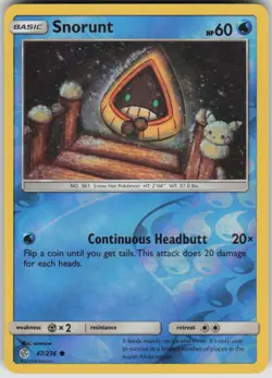 Pokemon Snorunt Common SM - Cosmic Eclipse 47/236 NM - Image 1