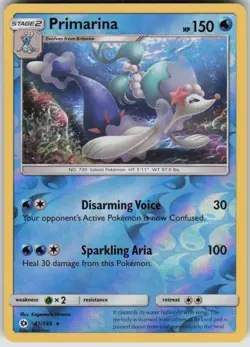 Pokemon Primarina Rare SM Base Set 41/149 NM - Image 1
