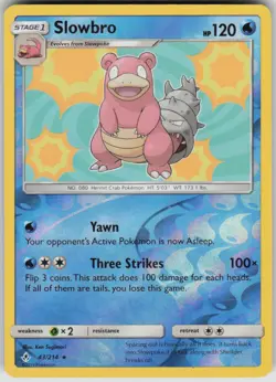 Pokemon Slowbro Holo Rare SM - Unbroken Bonds 43/214 NM - Image 1