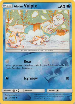 Alolan Vulpix 30/156 Common Ultra Prism Pokemon Reverse Holo Lightly Played - Image 1