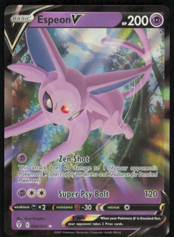 Espeon V 064/203 Pokemon TCG - Evolving Skies Sword & Shield Ultra Rare Card NM - Image 1
