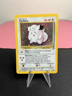 *SWIRL* Clefairy 6/130 Pokemon Base Set 2 Rare Holo - Vintage WoTC Wizards #6 MP - Image 1