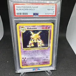 1999 Pokemon Game Alakazam Holo #1 PSA 8 - Image 1