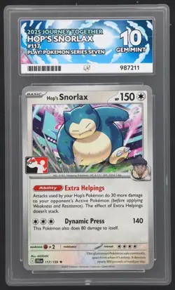 Hop’s Snorlax 117 Journey Together Series Seven’ Ace 10 Gem Mint Pokemon - Image 1