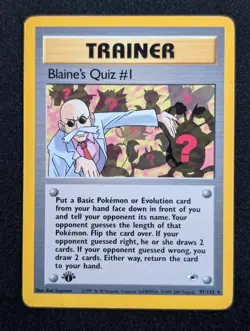 Blaine's Quiz #1 97/132 Gym Heroes Pokemon LP 1st Edition - Image 1