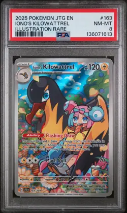 Iono's Kilowattrel Illustration Rare Pokemon En-Journey Together 163/159 PSA 8 - Image 1