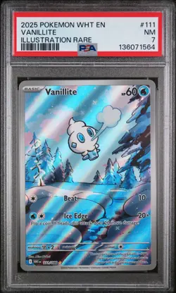 Vanillite Illustration Rare Pokemon Wht En-White Flare 111/086 PSA 7 - Image 1