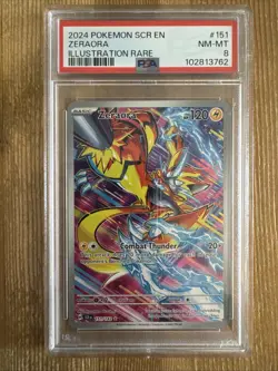 Zeraora 151/142 Pokemon TCG Scarlet & Violet Stellar Crown Illustration PSA 8 - Image 1