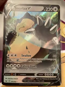 Snorlax V 141/202 Ultra Rare Holo Pokemon TCG - Image 1