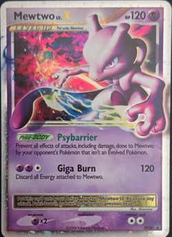 Pokemon TCG Mewtwo LV.X DP28 Diamond & Pearl Black Star Promo Holo Giga Burn - Image 1
