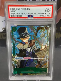 2025 One Piece EN OP09-027 Sabo 3rd Anniversary 3 Brothers Pack Winner PSA 9 - Image 1